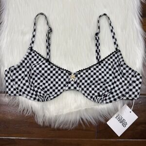 Solid & Striped‎ Size XL Black White Gingham Daphne Swim Suit Bikini Top ONLY